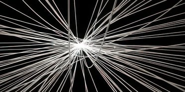 Abstract visualization representing machine-generated activity overwhelming human buying signals in modern funnels.